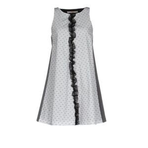 Jucca colorblock sleeveless white gray shift mini dress tulle ruffle size Small